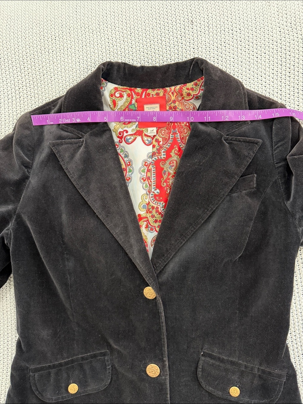Old Navy Vintage Dark Brown Velvet Blazer with Gold Buttons - Picture 11 of 13